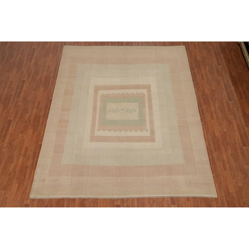 Hand Woven Oriental 100% Wool Carpet Southwestern Tribal Multi-Colored Kilim Area Rug - 11' 6'' X 9' 4''