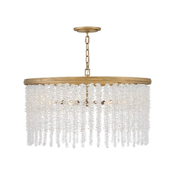 slide 2 of 2, Fredrick Ramond FR41494 Rubina 6 Light 30" Wide Crystal Drum Burnished Gold