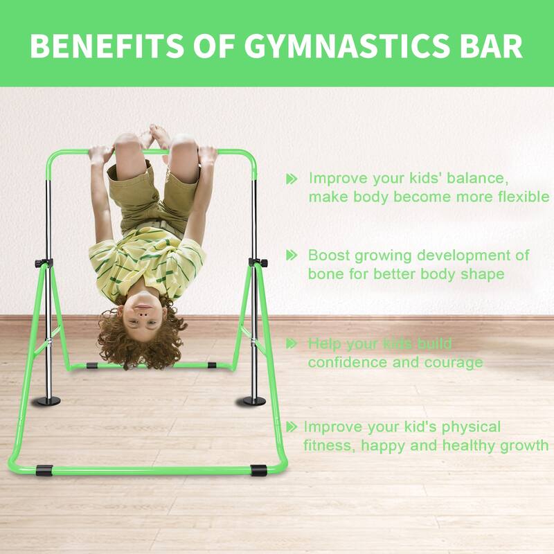 Roomfitters Multi-Functional Adjustable Height Horizontal Gymnastic Bar with Bear Rings