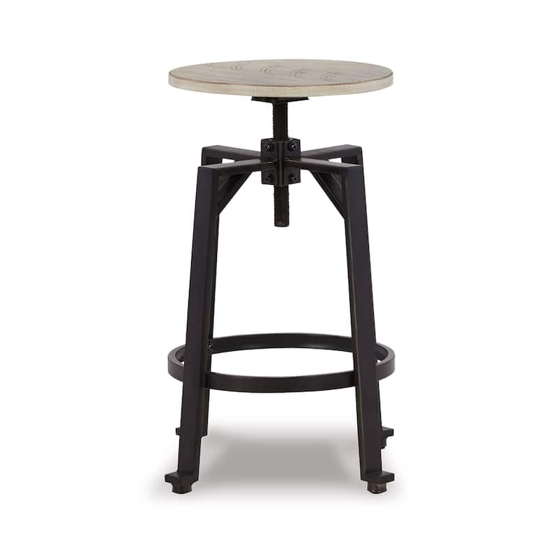 Xin 22-27 Inch Barstool, Set of 2, Adjustable Height, Light Brown, Black