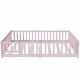 preview thumbnail 24 of 69, Queen Size Floor Bed with Fence, Door, Rubber Wood Frame & Safety Guardrails