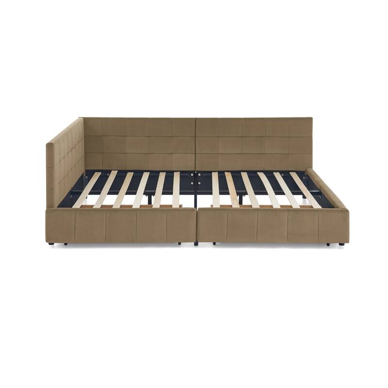 Bedroom Storage Upholstered Tufted DayBed With 2-Drawers