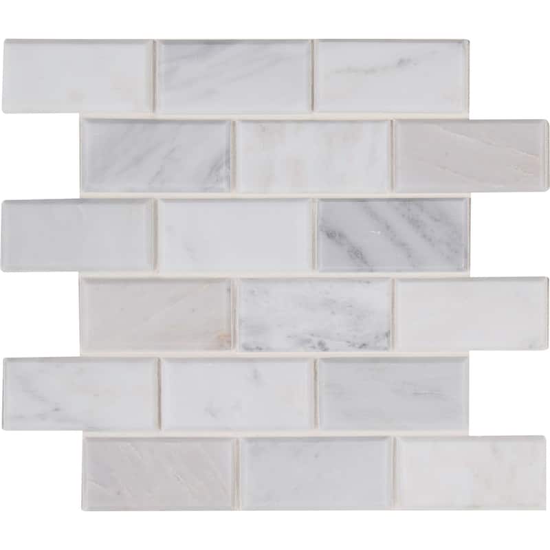 Ackland AKM-S-2X4BSWH-CA 12" x 12" Marble and Travertine Brick Wall - Castella Cambria