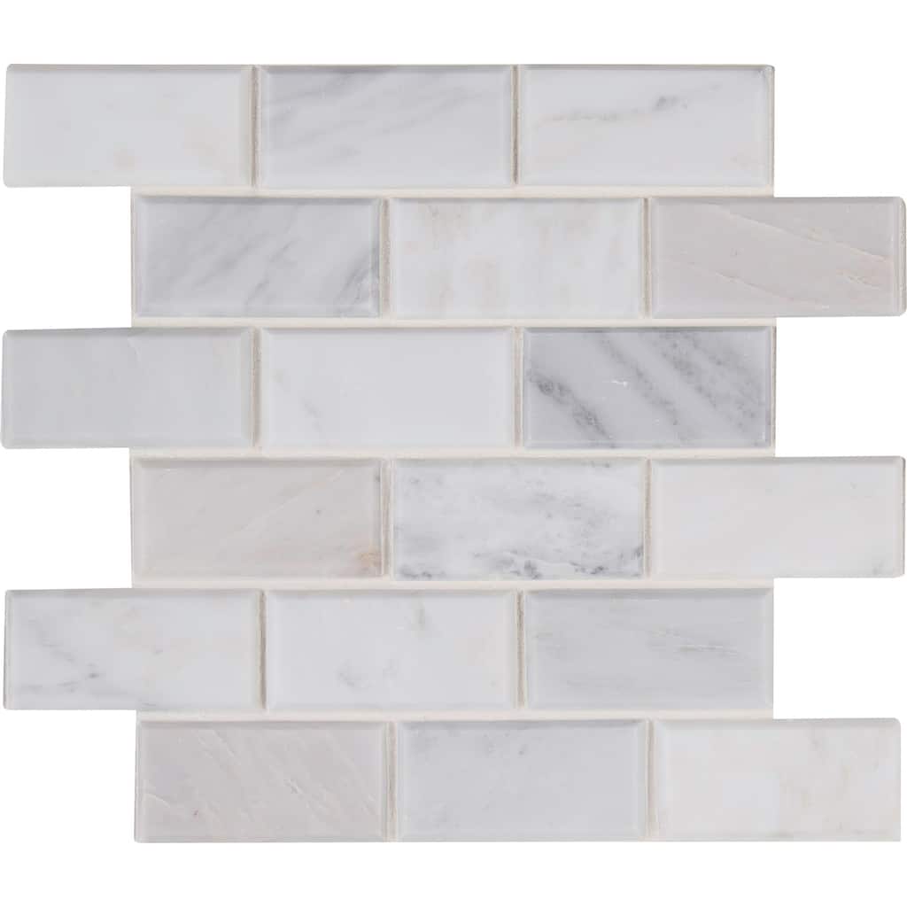 Ackland AKM-S-2X4BSWH-CA 12" x 12" Marble and Travertine Brick Wall