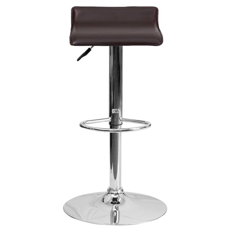 2 Pack Contemporary Vinyl Adjustable Height Barstool with Solid Wave Seat - 15"W x 15"D x 25.5" - 34"H