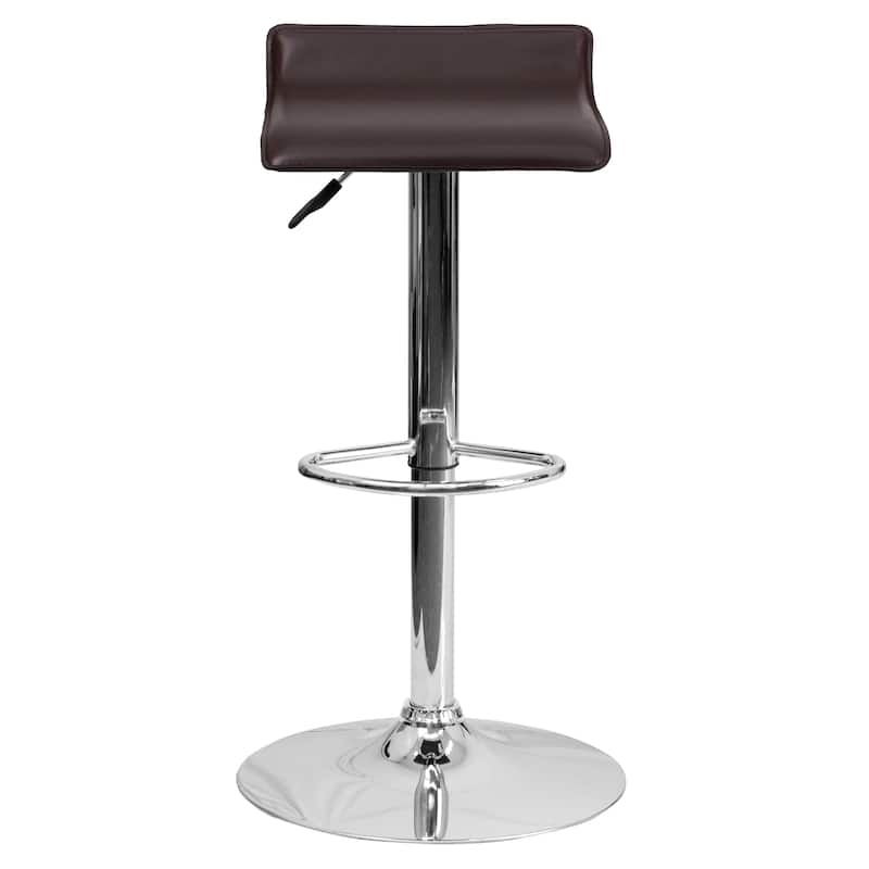 Contemporary Solid Wave Seat Vinyl Adjustable Bar Stool - 15"W x 15"D x 25.5" - 34"H - 15"W x 15"D x 25.5" - 34"H