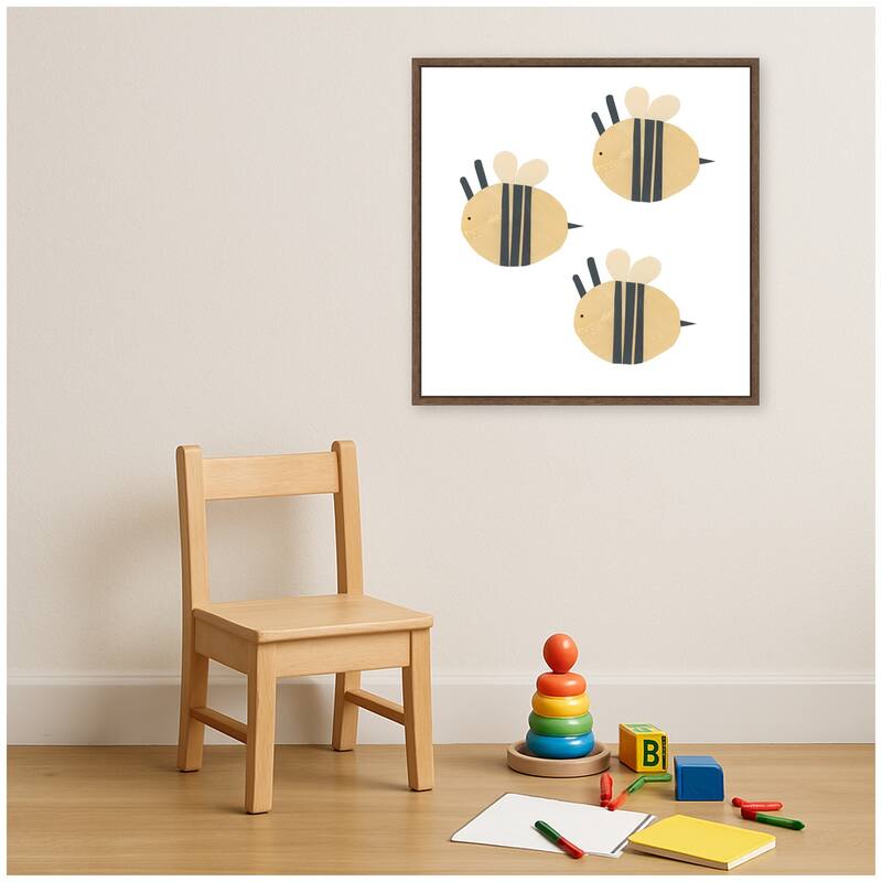 Kate and Laurel Buzzing Bees by Alicia Abla Framed Canvas Wall Art Print