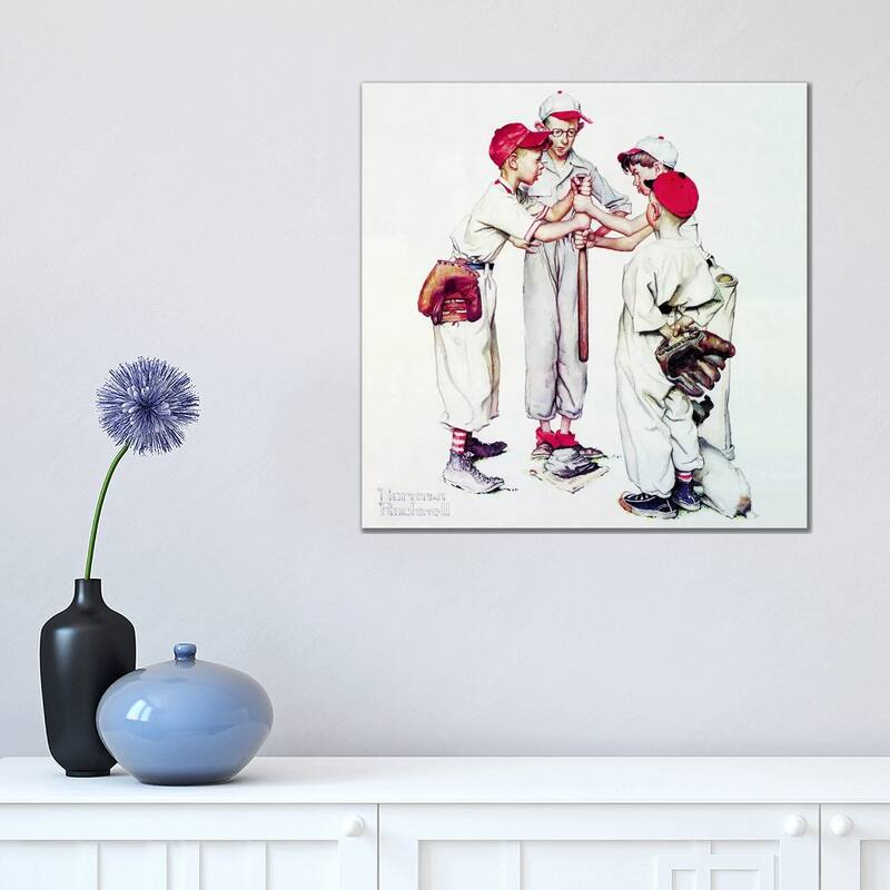 iCanvas "Choosing up (Four Sporting Boys - Baseball)" by Norman Rockwell Canvas Print - 18x18x1.5