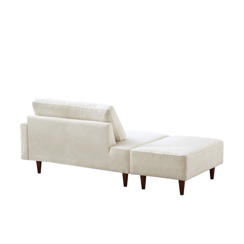 Indoor Chaise Lounge Chair with Ottoman Boucle Upholstered Chaise 2 Throw Pillows Included for Living Room Bedroom
