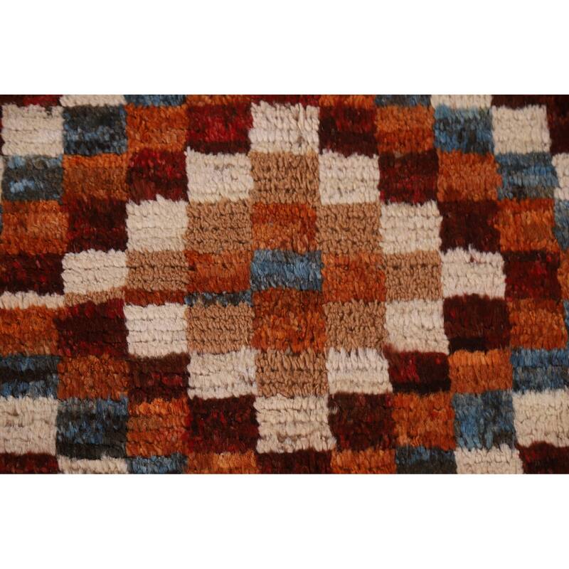 Hand Knotted Oriental 100% Wool Carpet Modern Geometric Red Moroccan Area Rug - 7' 9'' X 5' 6''