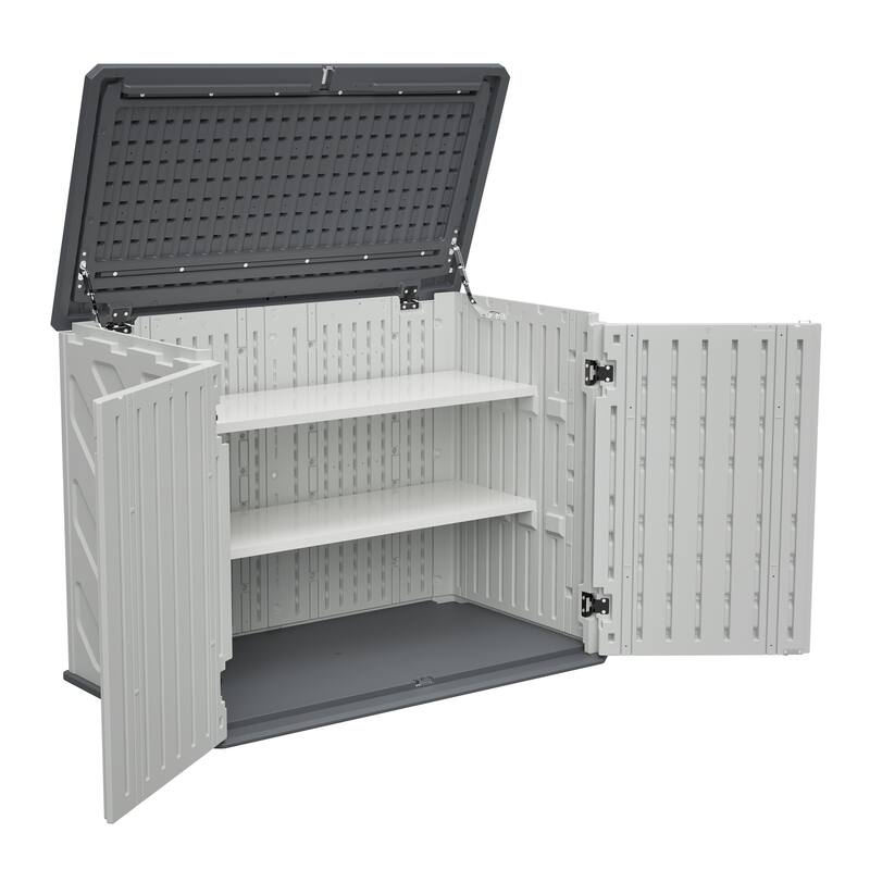 GDFStudio - Hayes Large Horizontal Lockable Outdoor Storage Shed with Removable Shelf