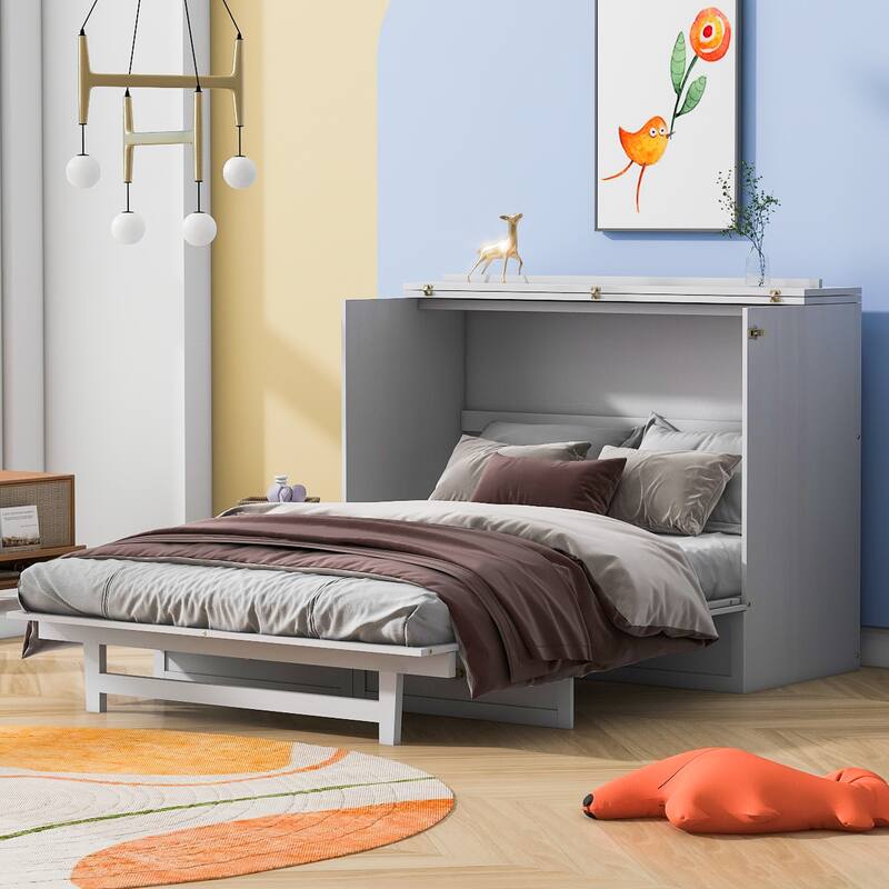 Modern Style Murphy Bed with Large Versatile Storage Drawers and USB Ports for Bedroom