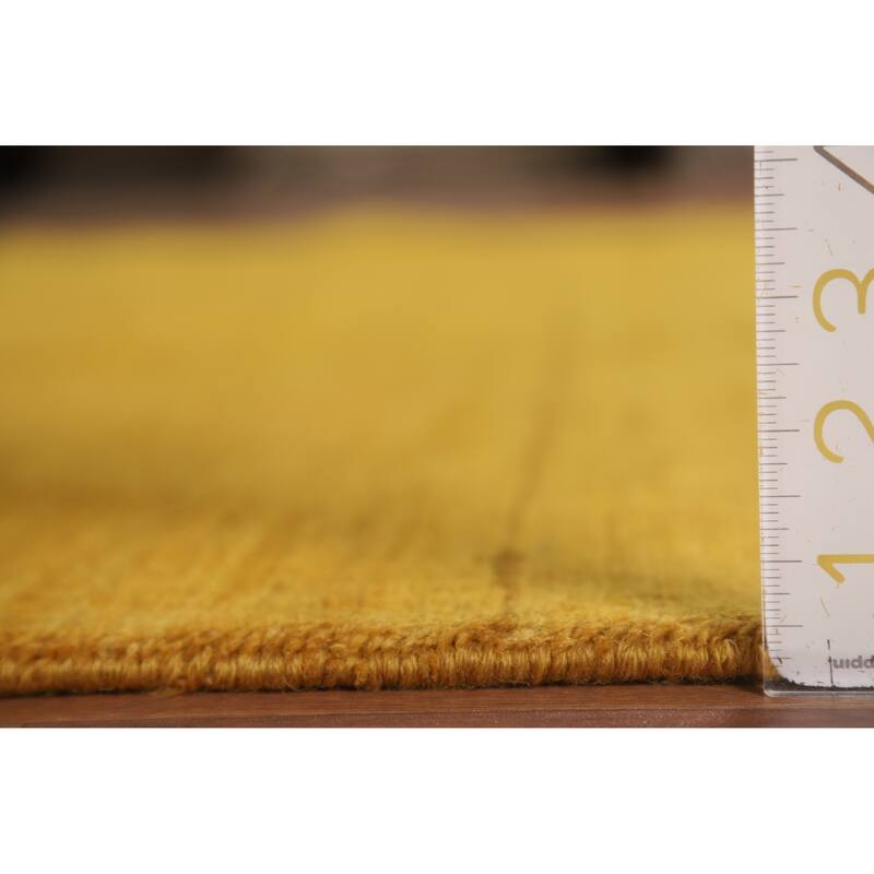 Modern Yellow Gabbeh Oriental Area Rug Tribal Hand-Knotted Wool Carpet - 6'6" x 9'6"