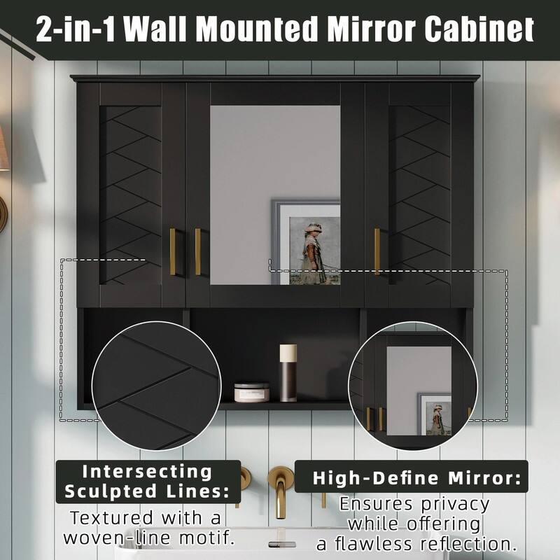 35" 2-in-1 Wall-Mounted Medicine Cabinet - High-Definition Mirror with Storage, Adjustable Shelves & Soft-Close Doors