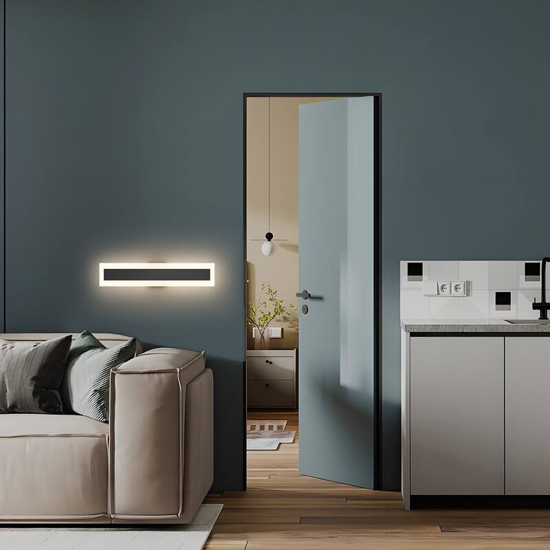 Outdoor Linear Integrated LED Wall Sconce Light Fixture with Bracket