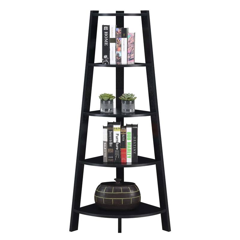 Convenience Concepts Newport 5 Tier Wide Corner Bookcase