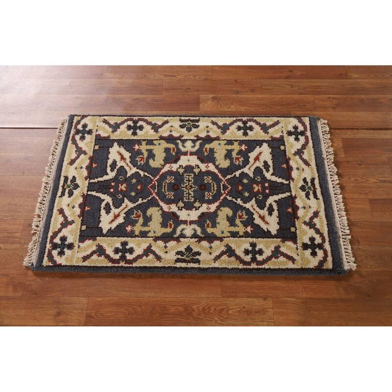 All-Over Indian Oushak Rug Hand-Knotted Wool Carpet - 2'0"x 3'0"