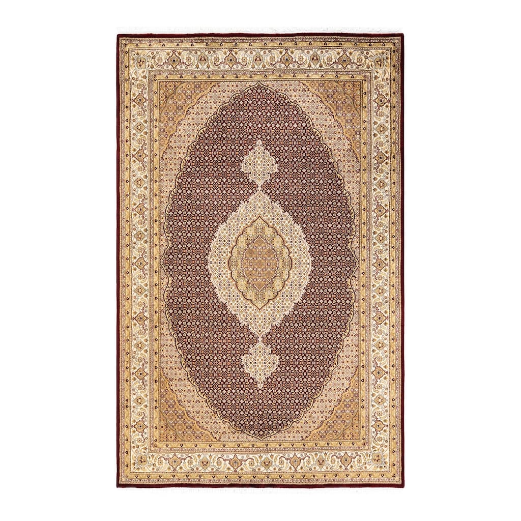 Overton Hand Knotted Wool Traditional Oriental Red Area Rug - 6' x 9'