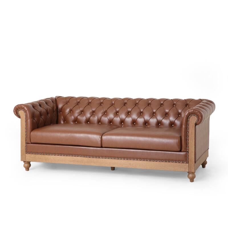 Castalia Nailhead Trim Chesterfield Sofa by Christopher Knight Home - 78.75" L x 33.50" W x 28.00" H