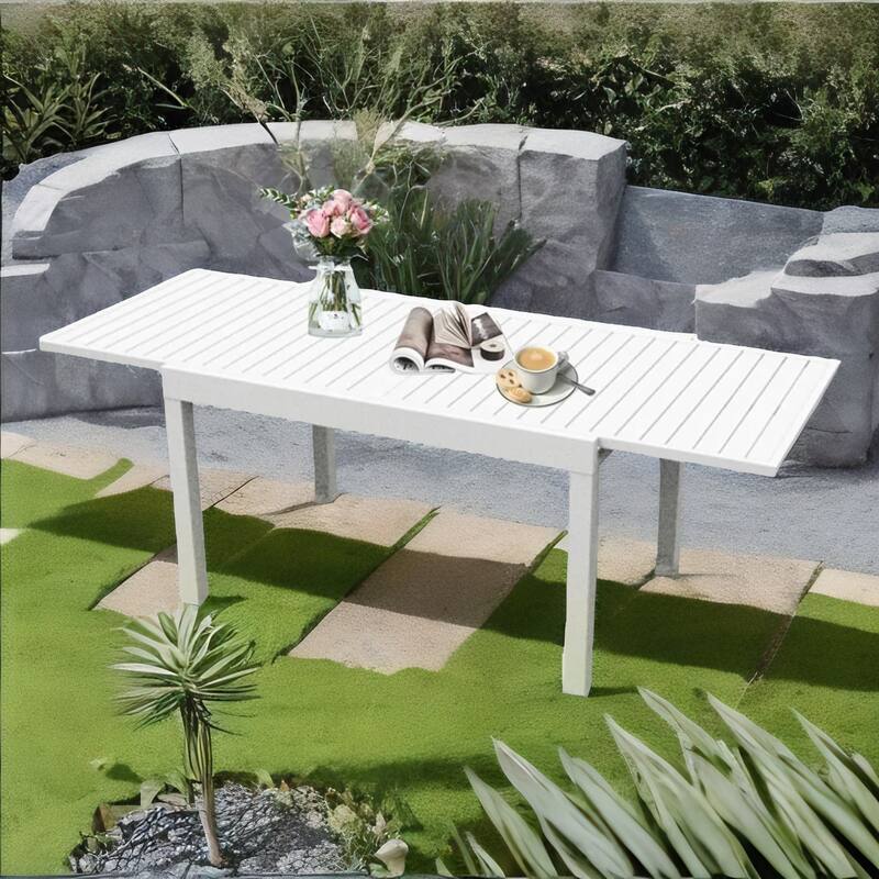 Aluminum Patio Extendable Dining Table, Adjustable Patio Dining Table