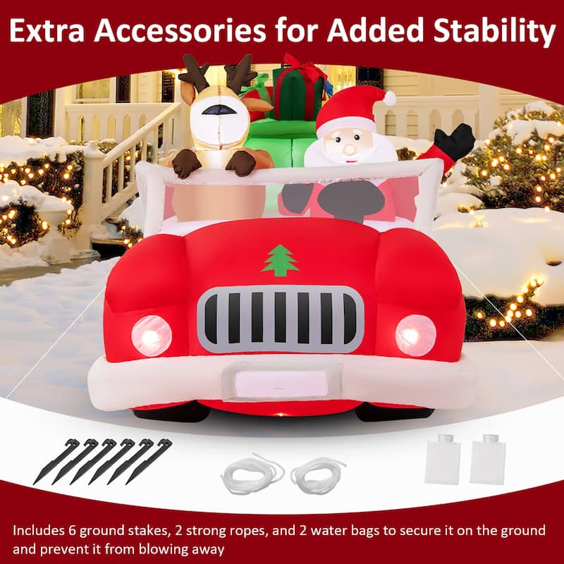 Gymax 7.7 FT Long Christmas Inflatables Lighted Xmas Inflatable Santa - See Details