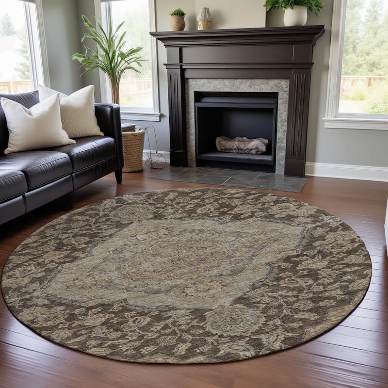 Premium Washable Super Soft Classic Traditional Mayfield Rug - Chocolate - 8' x 8'