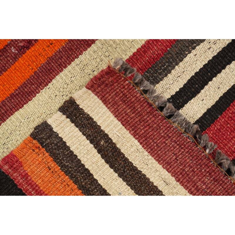 Hand Woven Oriental 100% Wool Carpet Southwestern Geometric Multi-Colored Kilim Area Rug - 8' 8'' X 4' 8''