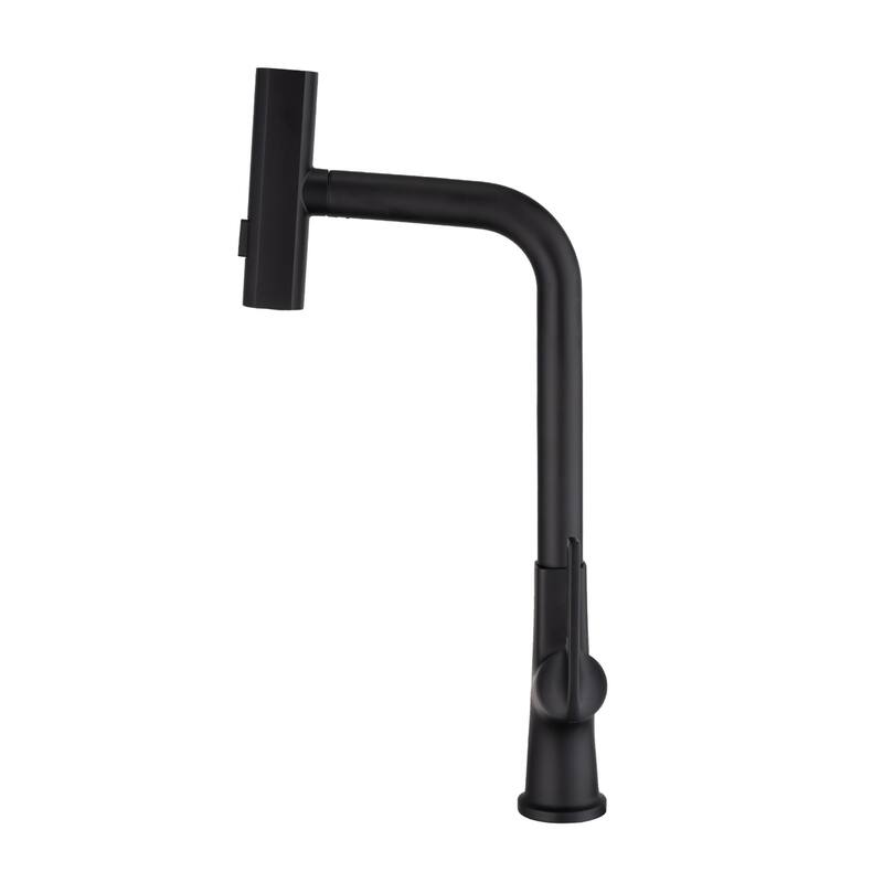 Single Handle Pull Out Kitchen Faucet Modern Single Hole Commercial Kitchen Sink Faucets with Pull Down Sprayer Matte Black