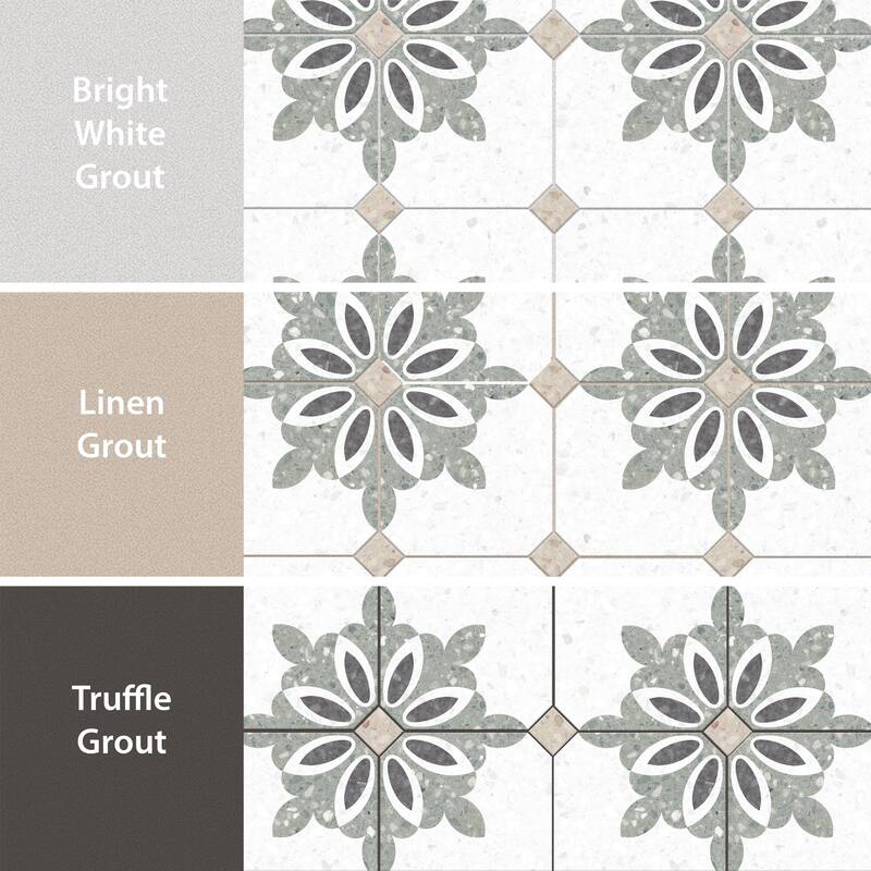 Merola Tile Riviera Octagon Antibes Verde with Taco Beige 7-7/8" x 7-7/8" Porcelain Floor and Wall Tile