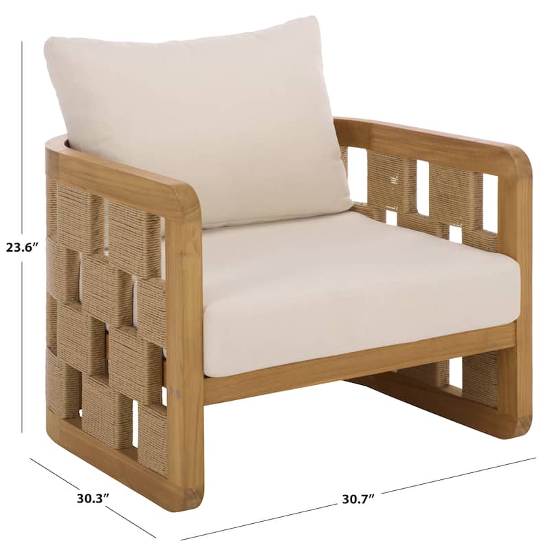 SAFAVIEH Couture Skipper Teak Patio Chair - 31"W x 30"D x 24"H