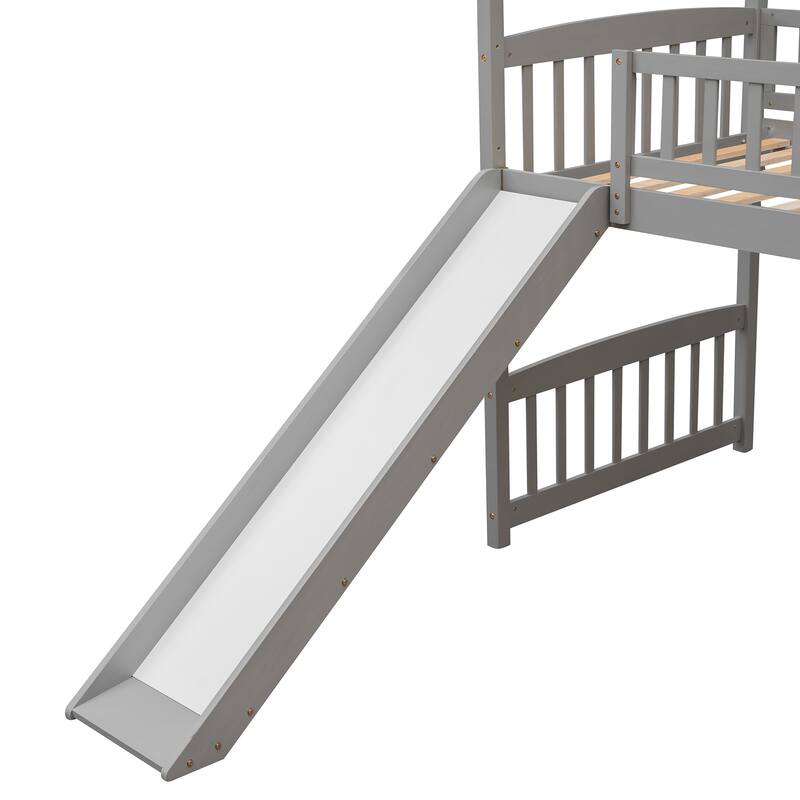Twin Loft Bed with Slide,House Bed with Slide