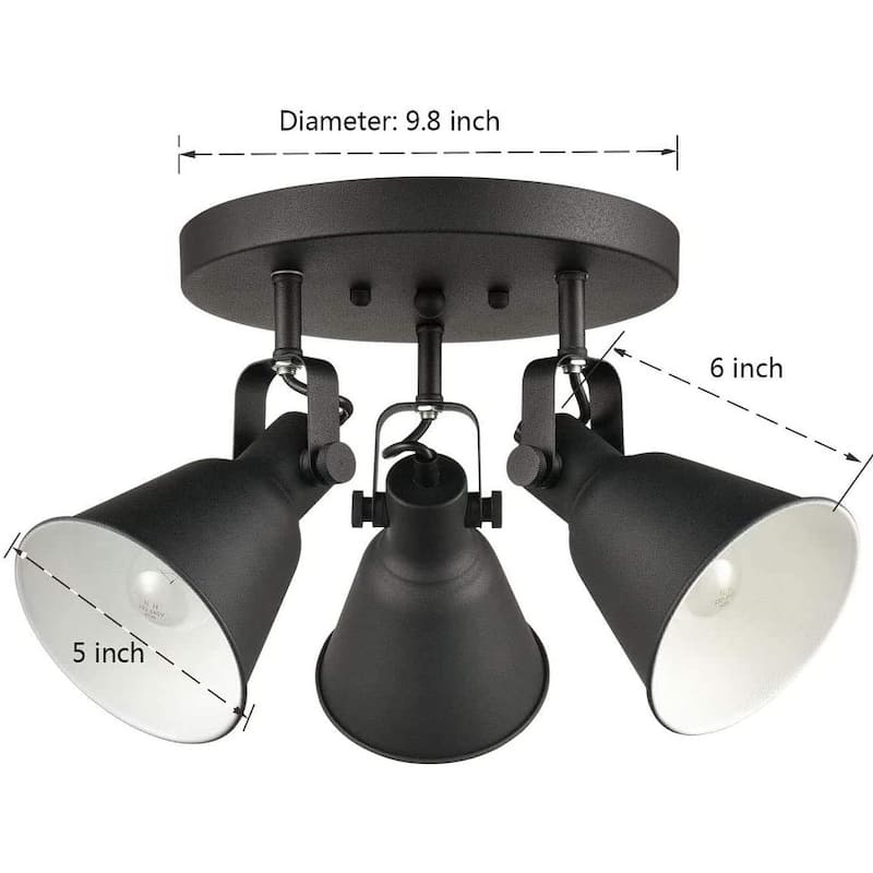 Marseille Multi-Directional Ceiling Spot Light,Adjustable Round Track Lighting,Semi Flush Mount Matte Black-3 Light
