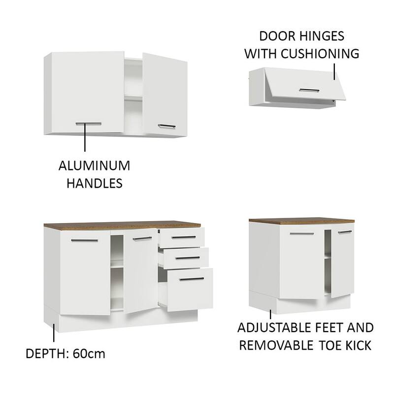 Madesa 4-Piece Garage and Utility Room Cabinet Set 78 In with 33 Inch Base and 31 In Slim Wall Modular Storage Unit - White
