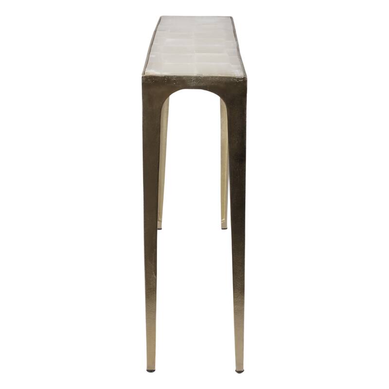 Metal Aluminum Console Table Savoir Frame with Inset Top - 31" Gold - 51.5" x 10" x 31"