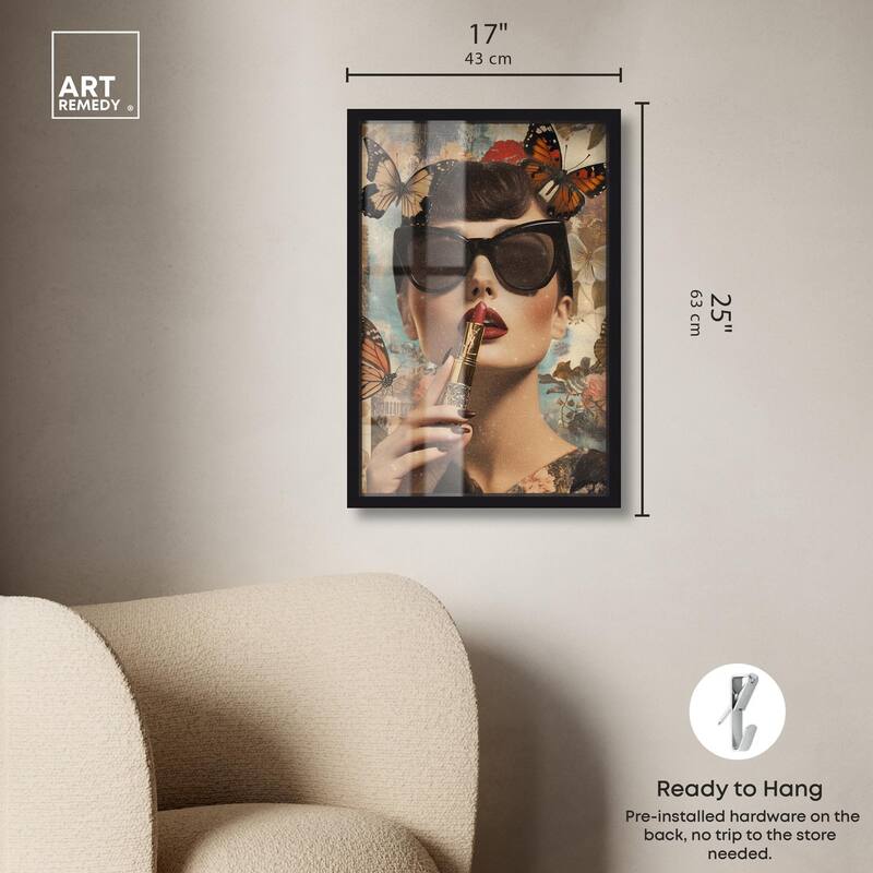 Iconic Lady Butterfly Collage II Shadowbox by Art Remedy