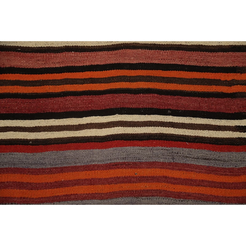 Hand Woven Oriental 100% Wool Carpet Southwestern Geometric Multi-Colored Kilim Area Rug - 10' 7'' X 4' 7''