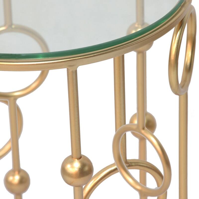 Adeco Set of 2 Nesting Goldtone Postmodern End Tables Set of 2 On