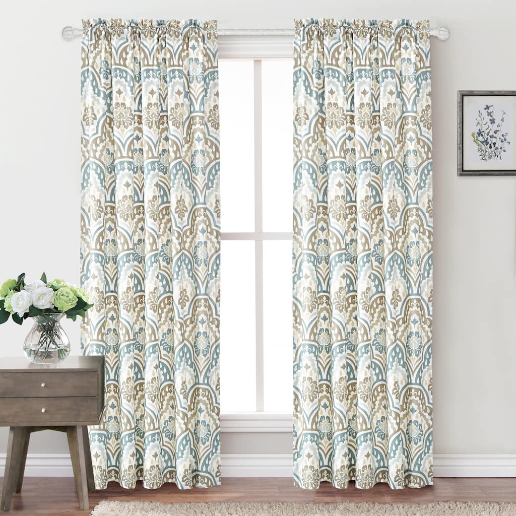 Serenta Tivoli Ikat Microfiber Curtain Set 2 Piece Set