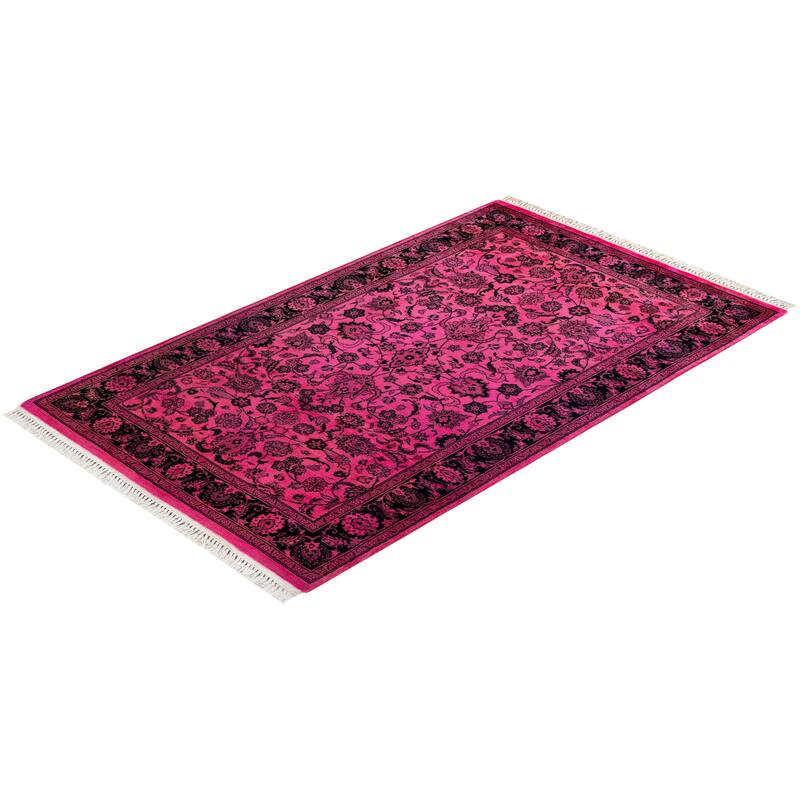 Overton Hand Knotted Wool Vintage Inspired Modern Contemporary Overdyed Pink Area Rug - 3' 1" x 5' 1"