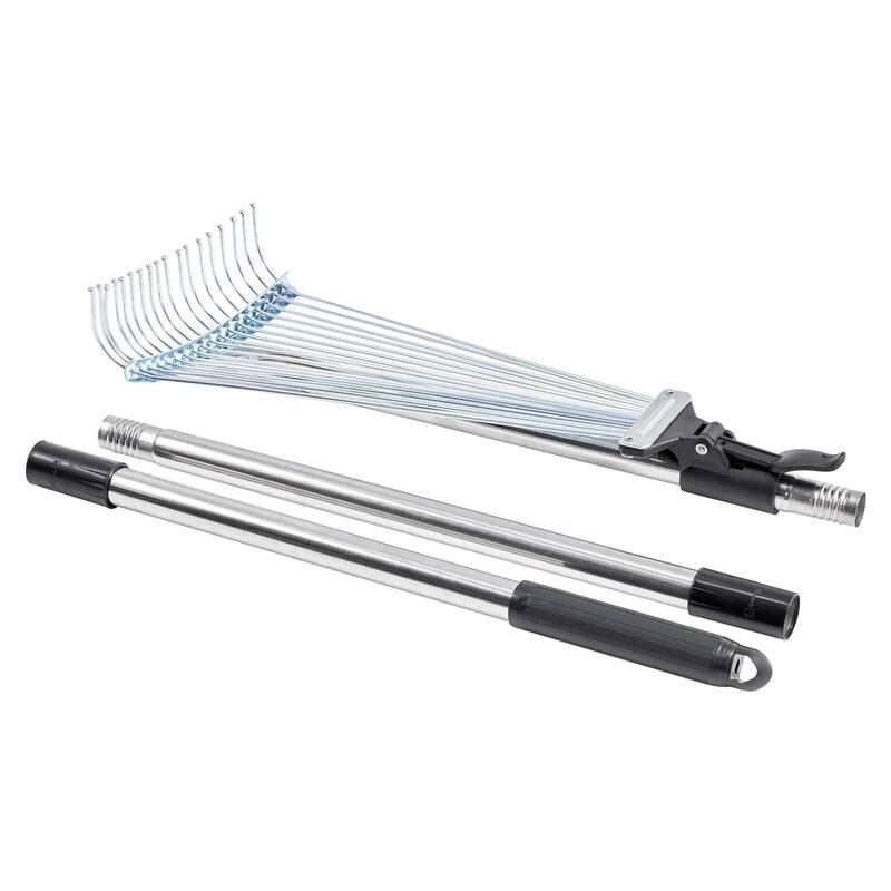 Adjustable Lawn Rake for Leaves and Grass, Stainless Steel - 55.6 x 17.13 x 2.91 in