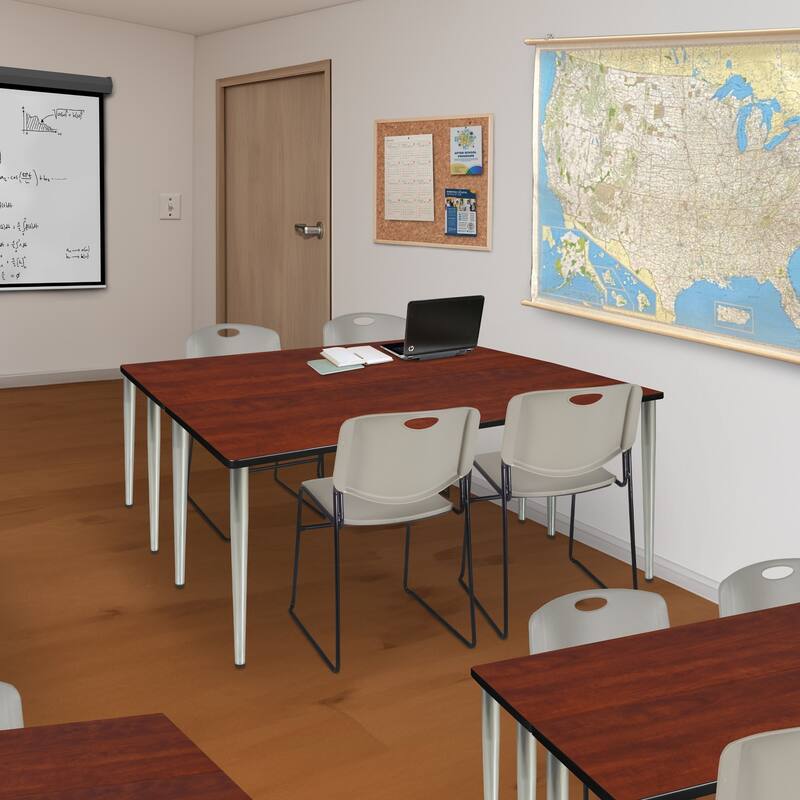 60 x 24 in. Training Seminar Table- Cherry Top, Chrome Tapered Legs