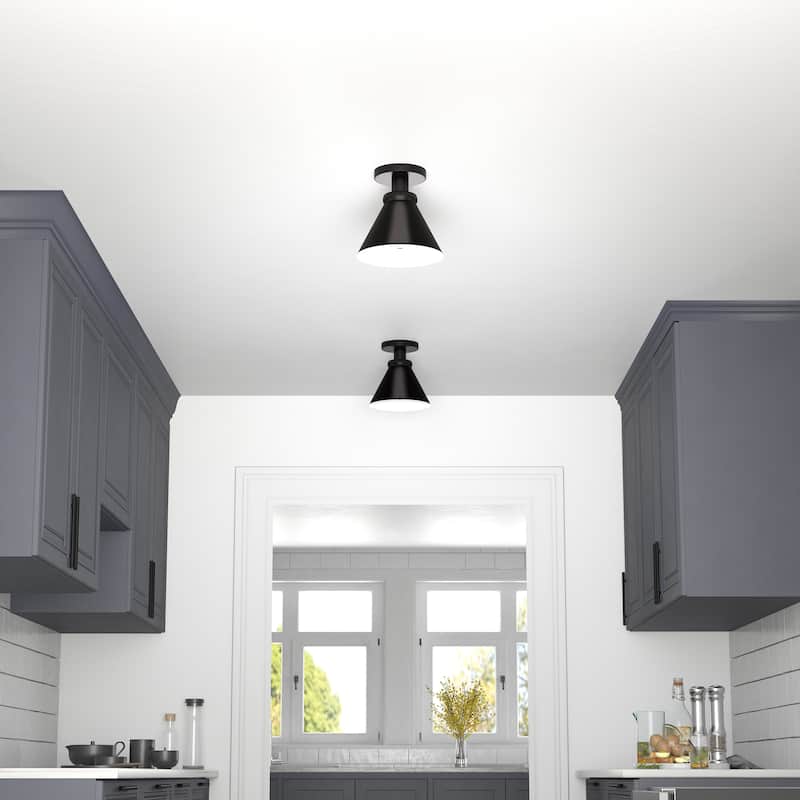 Zeno 8.5" Semi Flush Mount with Metal Shade