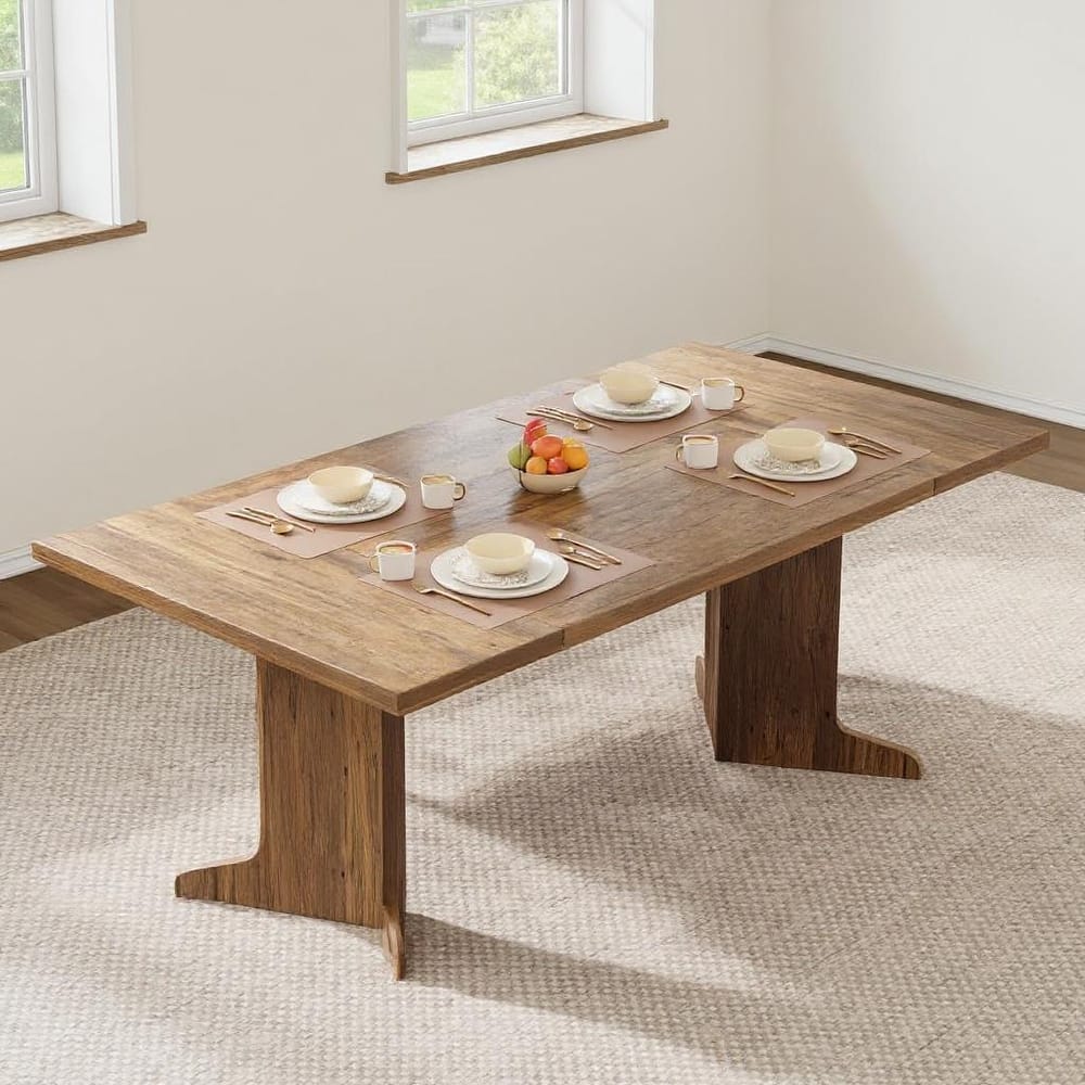 71.1" Farmhouse Rectangle Kitchen Table, with Thicken Tabletop