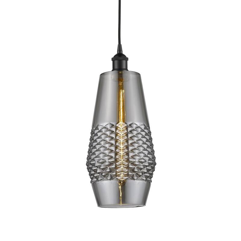 Innovations Lighting 616-1P-17-7 Windham Pendant Windham 7" Wide Mini - Matte Black / Smoked