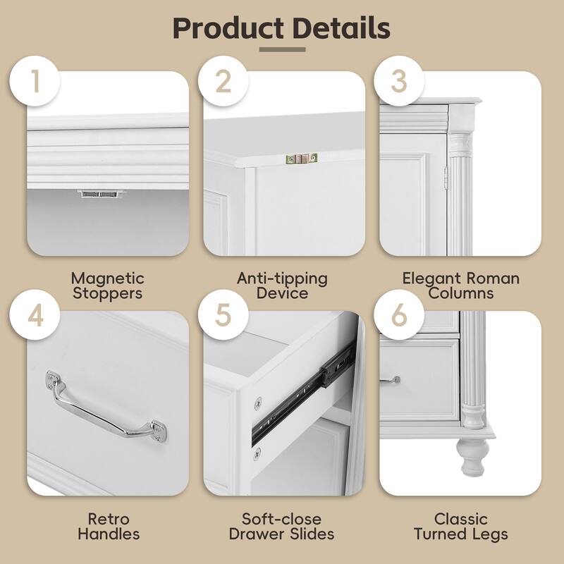 Roomfitters 77 Inch Large Freestanding Kitchen Pantry Cabinet with 5 Drawers and 6 Door Shelves