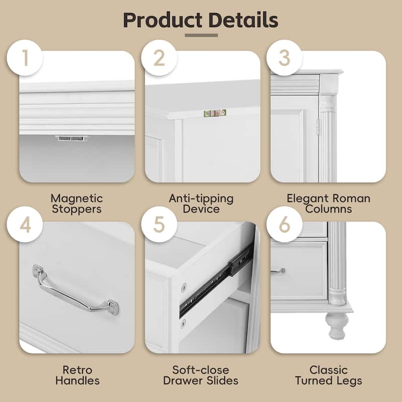 Tall Kitchen Pantry, 77.3"H - Large Storage Cabinet with 5 Drawers, 6 Door Shelves & 2 Adjustable Shelves, Freestanding