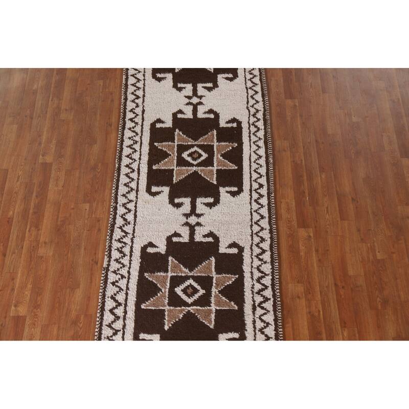 Anatolian Beige Turkish Runner Rug Handmade Wool Carpet - 3'2"x 10'9"
