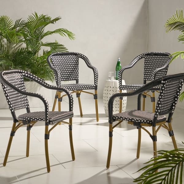 Cecil Outdoor French Bistro Chairs (Set of 4) by Christopher Knight