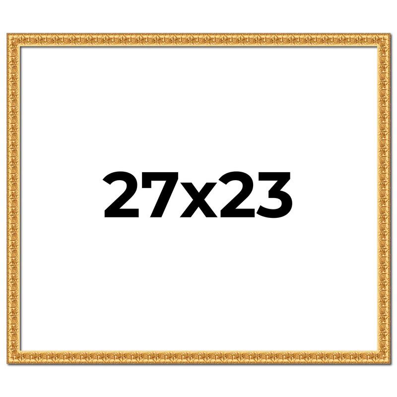 27x23 Frame Gold Real Wood Picture Frame Width 1 inches | Interior