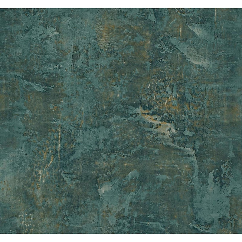 Seabrook Designs Gilmore Faux Unpasted Wallpaper - 27 in. W x 27 ft. L - Dark Teal & Butterscotch